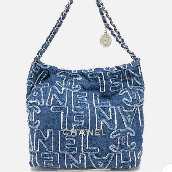 Authentic CHANEL 22 denim Shoulder Bag - Picture 1 of 10